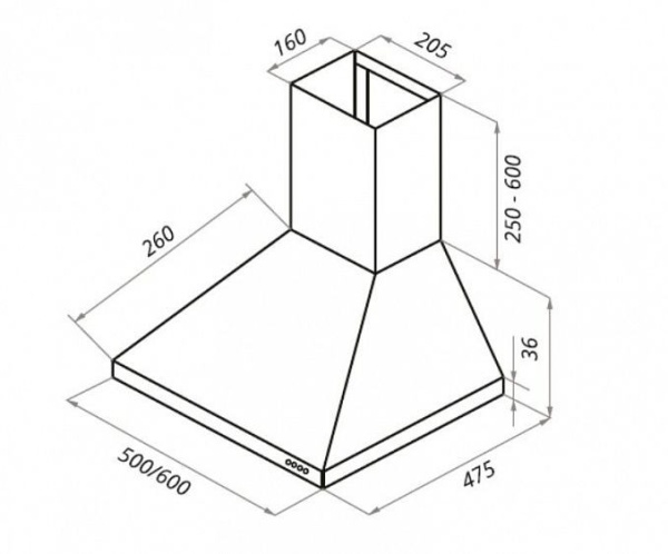 Каминная вытяжка Maunfeld Line 60 черный купить с доставкой по Москве и Московской области в интернет-магазине АваТехно