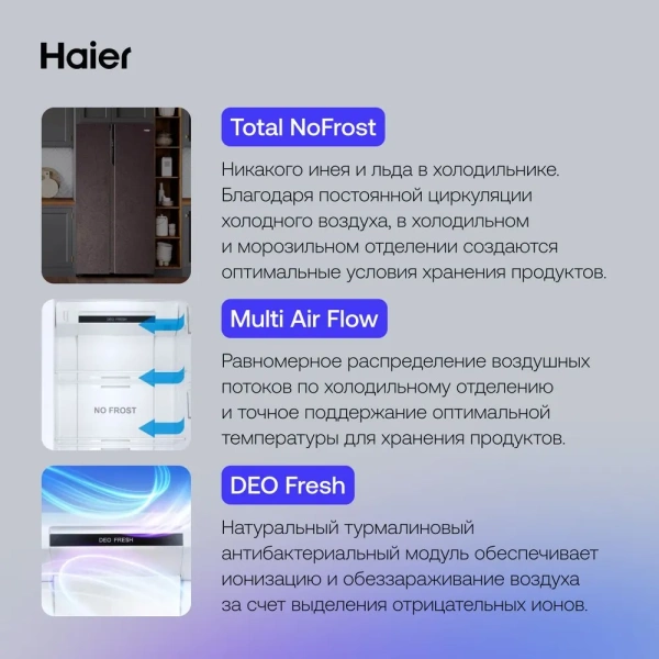 Холодильник Side-by-Side Haier HRF-541DY7RU купить с доставкой по Москве и Московской области в интернет-магазине АваТехно