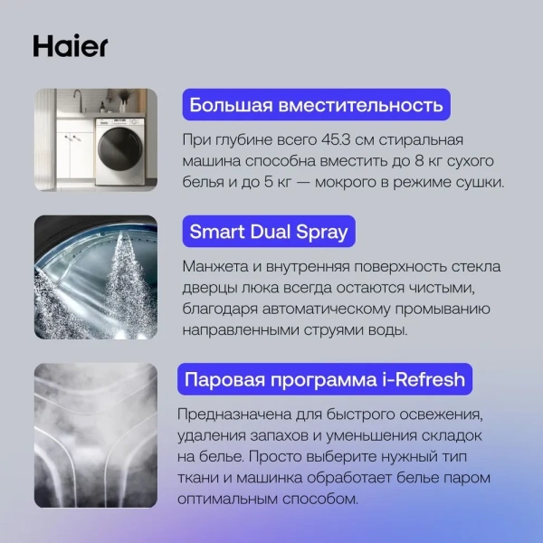 СТИРАЛЬНАЯ МАШИНА HAIER HWD70-BP14929B купить с доставкой по Москве и Московской области в интернет-магазине АваТехно
