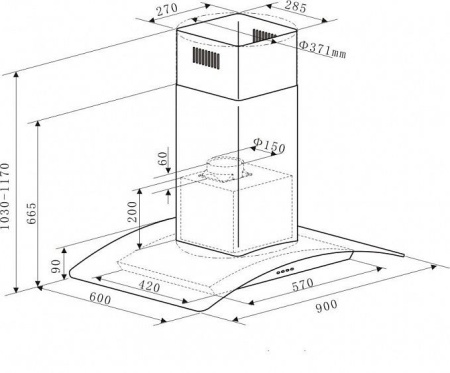 Вытяжка MAUNFELD ANCONA Plus A isla 90 черный+черное стекло купить с доставкой по Москве и Московской области в интернет-магазине АваТехно