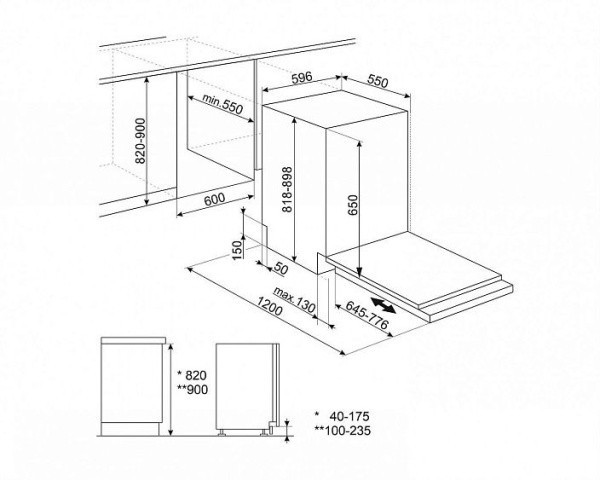 Посудомоечная машина SMEG STL362DQ купить с доставкой по Москве и Московской области в интернет-магазине АваТехно