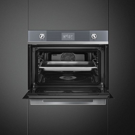 Духовой шкаф электрический компактный SMEG SF4102VCS купить с доставкой по Москве и Московской области в интернет-магазине АваТехно