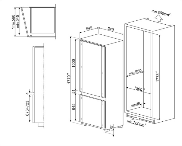 Встраиваемый холодильник SMEG C9174TN5D купить с доставкой по Москве и Московской области в интернет-магазине АваТехно