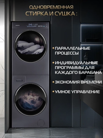 Стирально-сушильная машина HIBERG TURELLE i-10 Sd созависимый монокомплект с единой панелью управления купить с доставкой по Москве и Московской области в интернет-магазине АваТехно