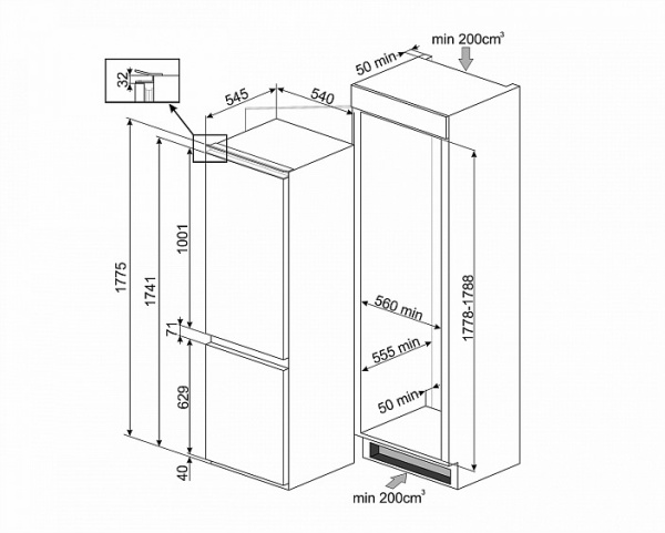 Холодильник SMEG C8175TNE купить с доставкой по Москве и Московской области в интернет-магазине АваТехно
