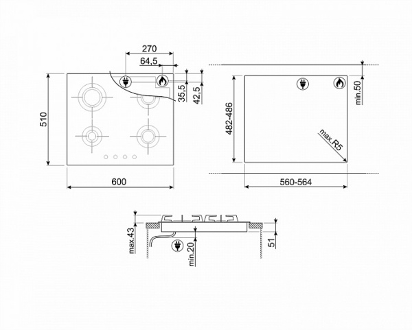 Варочная панель SMEG PVL664CN купить с доставкой по Москве и Московской области в интернет-магазине АваТехно