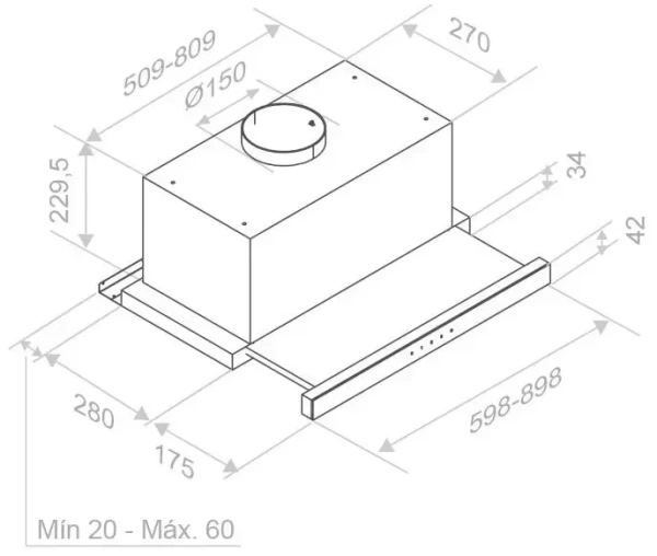 Вытяжка PANDO IES/90 IX TOUCH CT NEGRO 850 SEC купить с доставкой по Москве и Московской области в интернет-магазине АваТехно