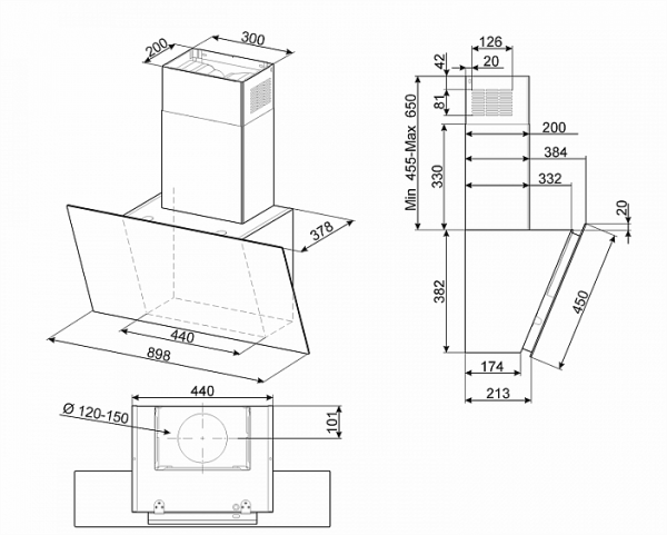 Вытяжка SMEG KICV90BL купить с доставкой по Москве и Московской области в интернет-магазине АваТехно