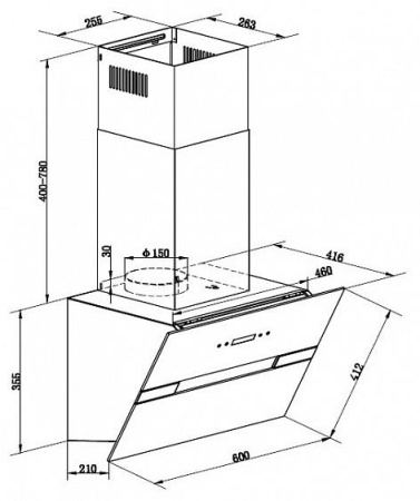 Вытяжка MAUNFELD MERSEY 60 нержавейка/черное стекло купить с доставкой по Москве и Московской области в интернет-магазине АваТехно
