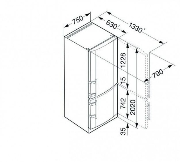 Холодильник LIEBHERR cbnesf 5133 купить с доставкой по Москве и Московской области в интернет-магазине АваТехно